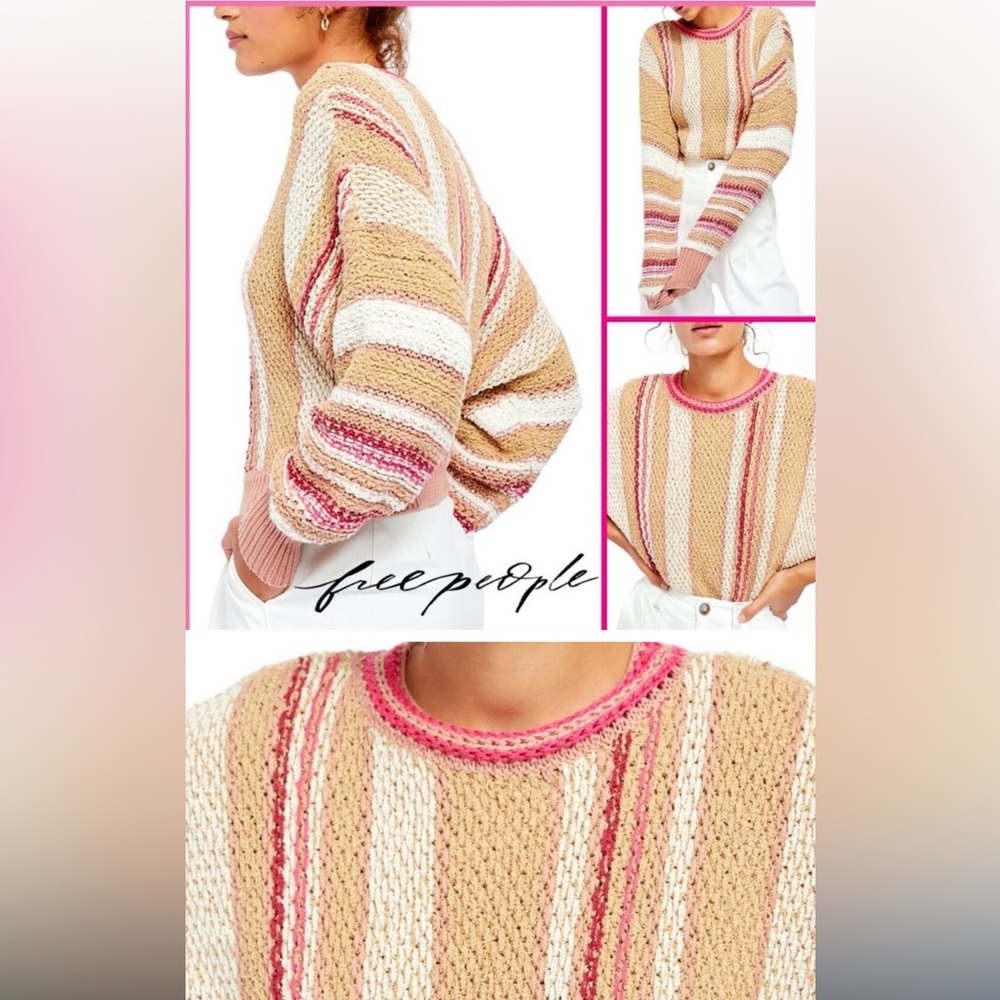 Free People Show Me Love Striped Knit Pullover Sweater : Size M